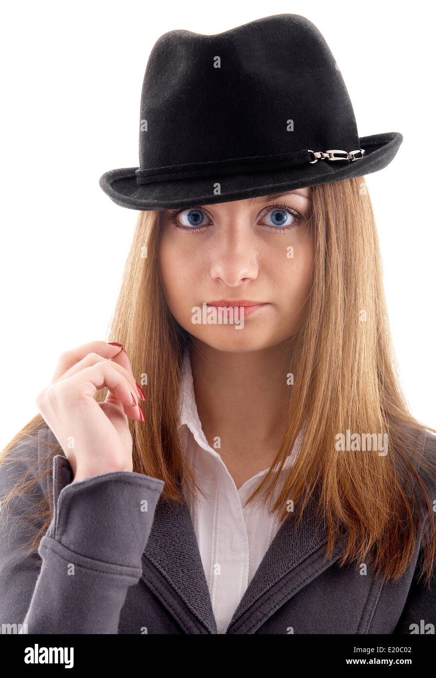 girl in black hat Stock Photo - Alamy