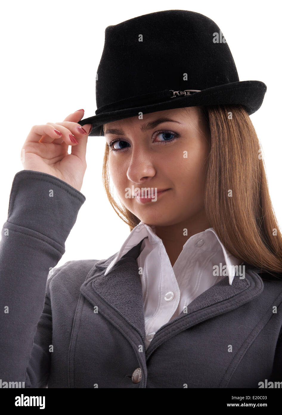 girl in black hat Stock Photo - Alamy