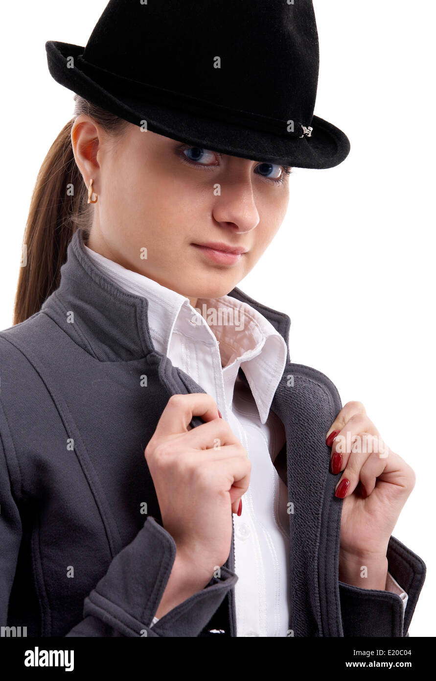 girl in black hat Stock Photo - Alamy