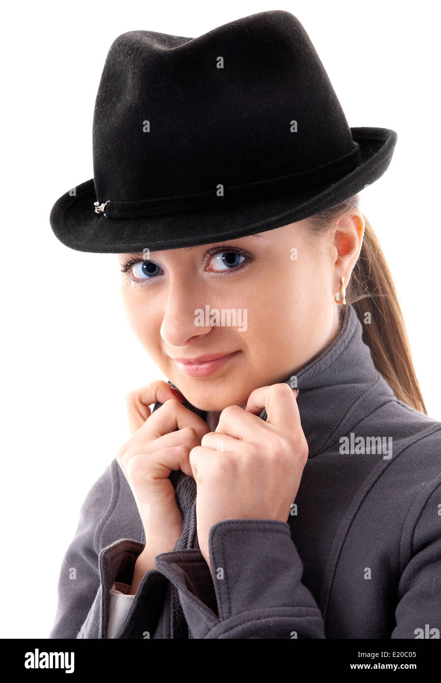 girl in black hat Stock Photo - Alamy