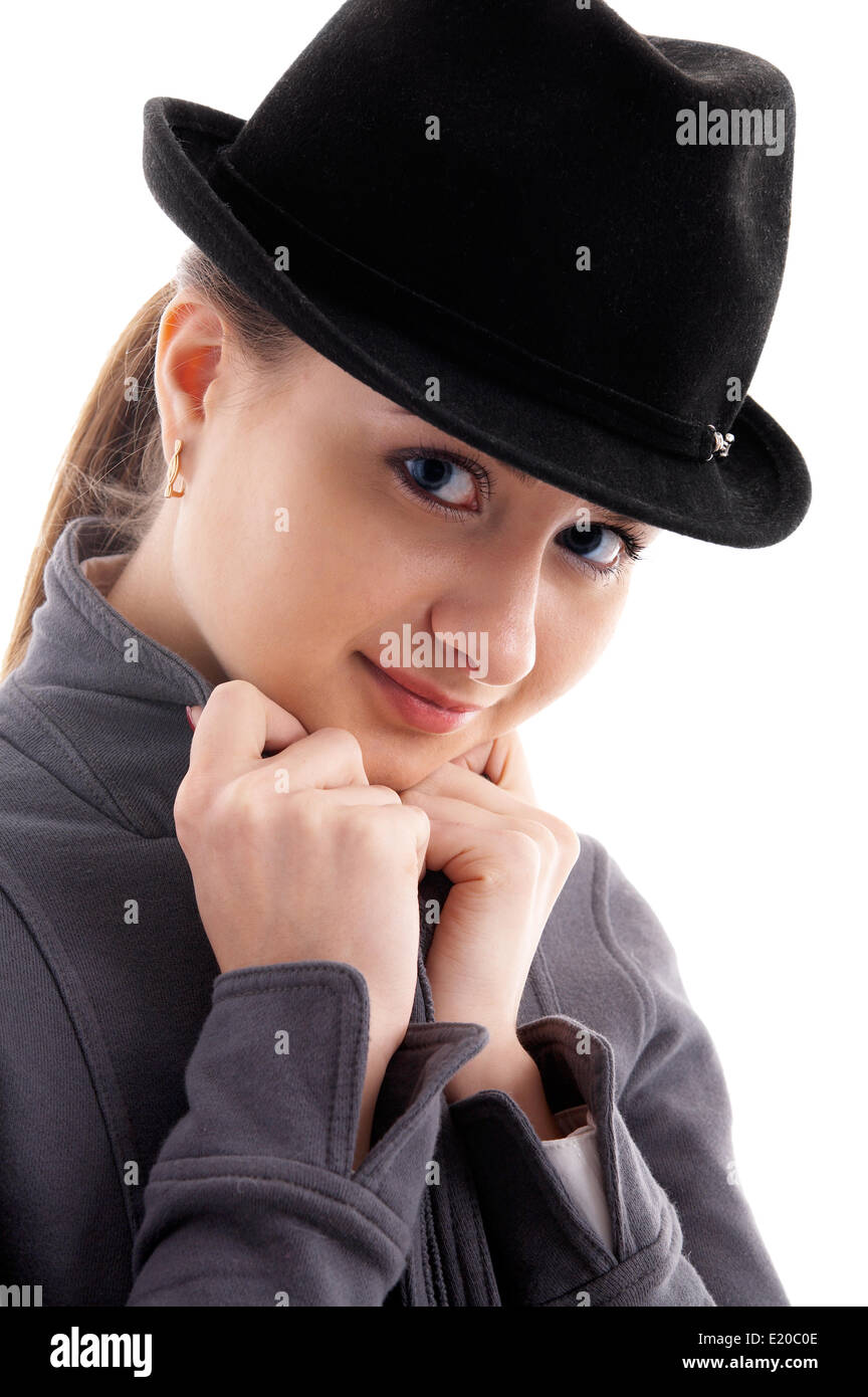 girl in black hat Stock Photo - Alamy