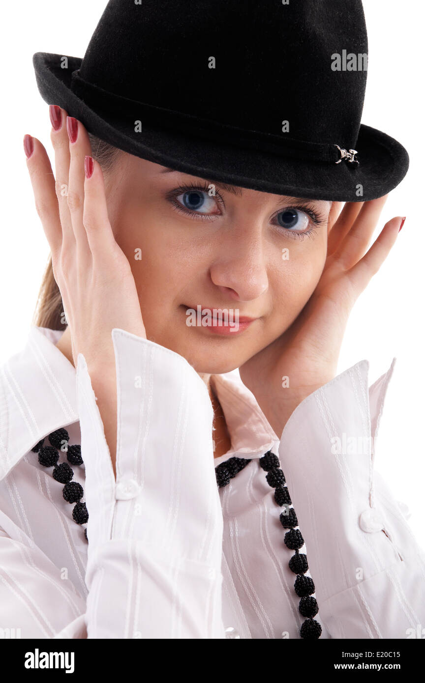 girl in black hat Stock Photo - Alamy