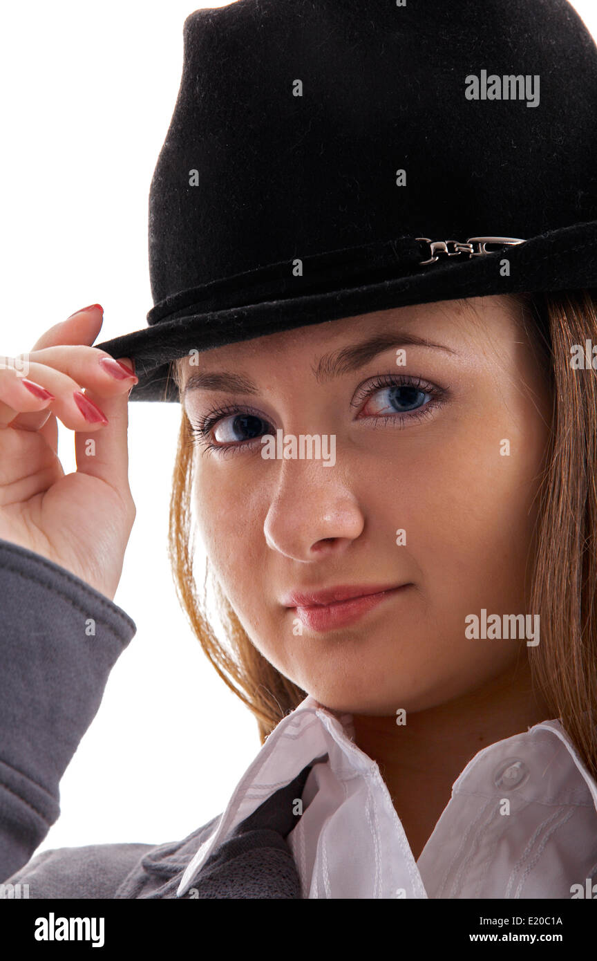 girl in black hat Stock Photo - Alamy