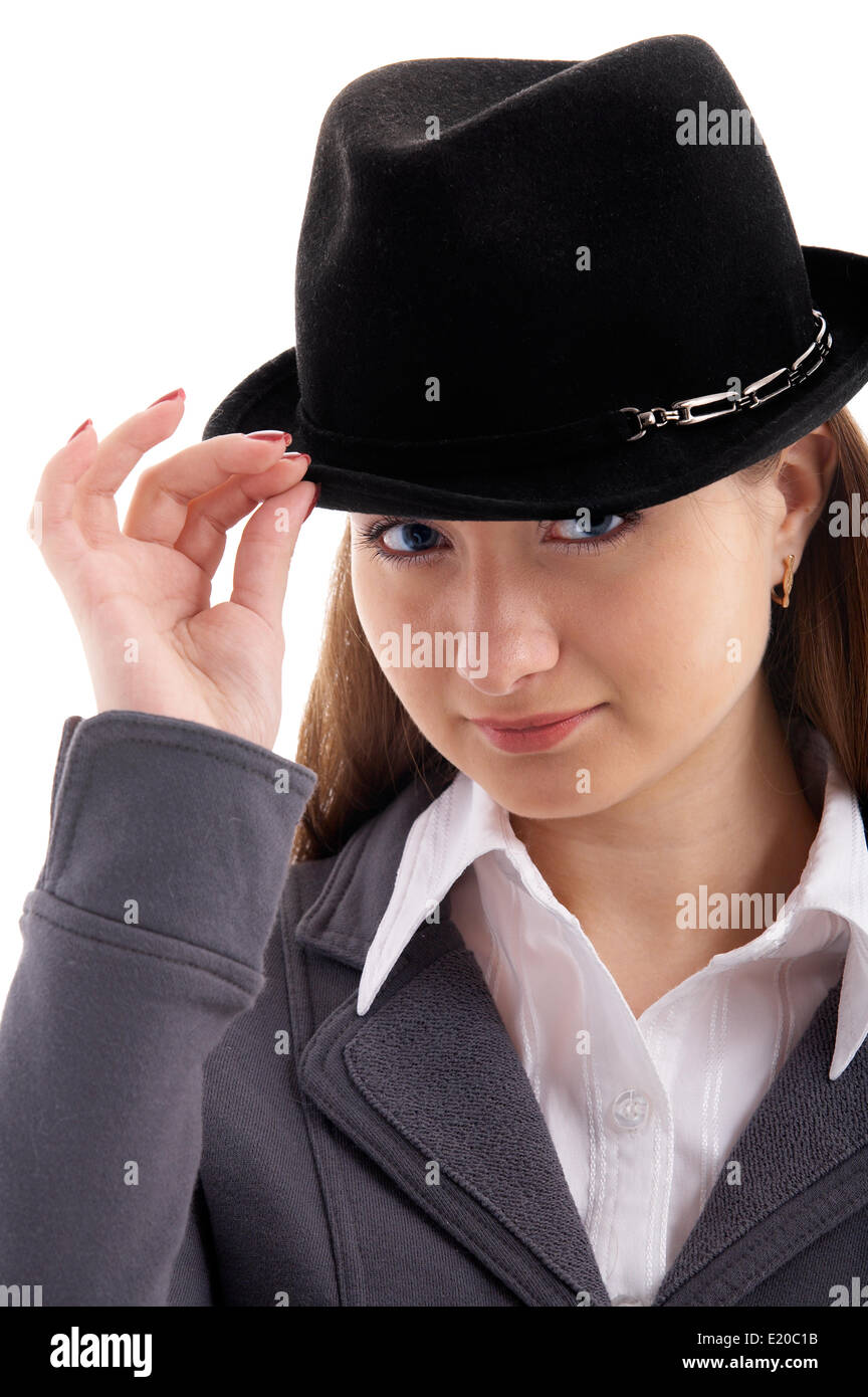 girl in black hat Stock Photo - Alamy