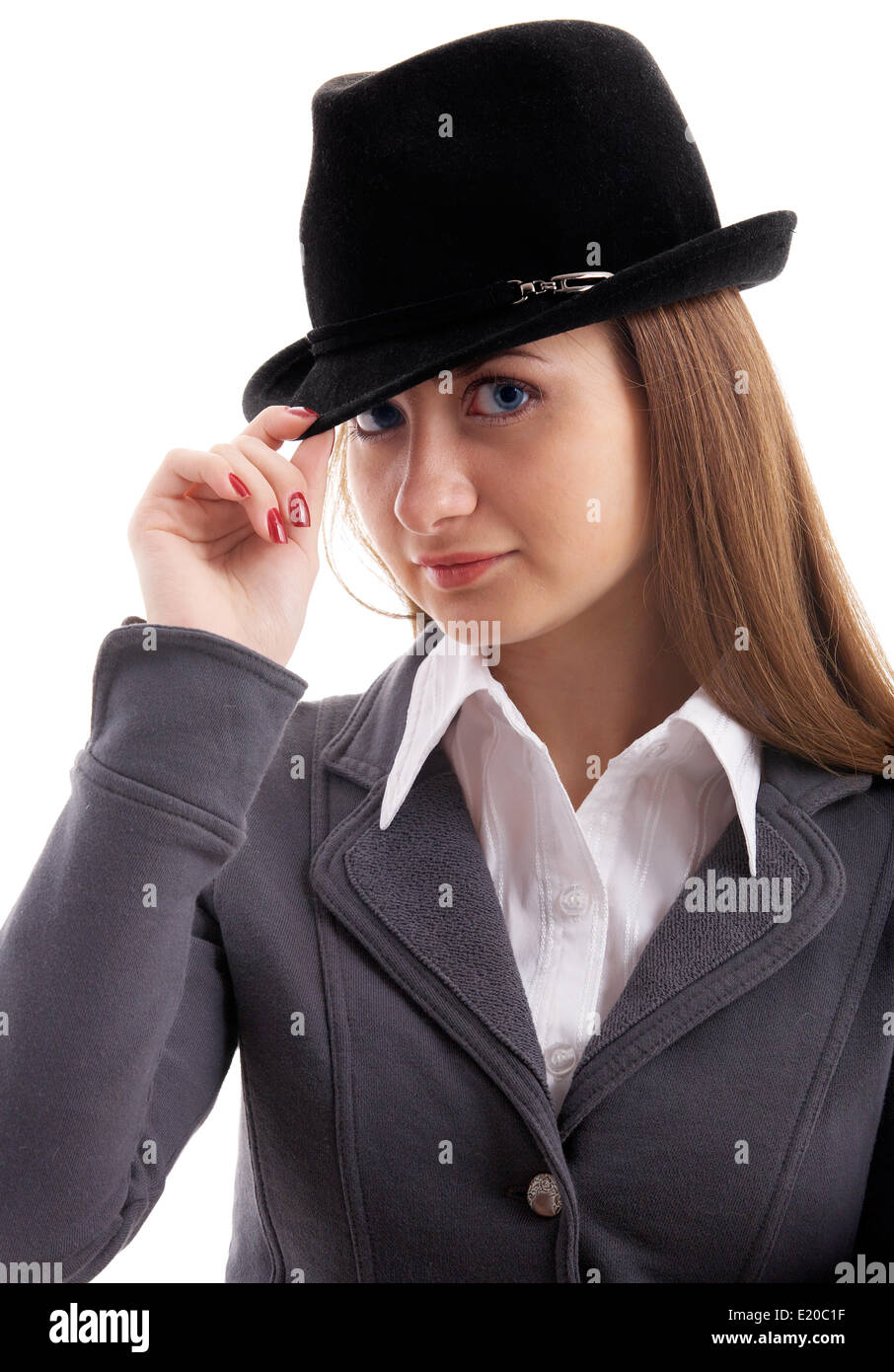 girl in black hat Stock Photo - Alamy