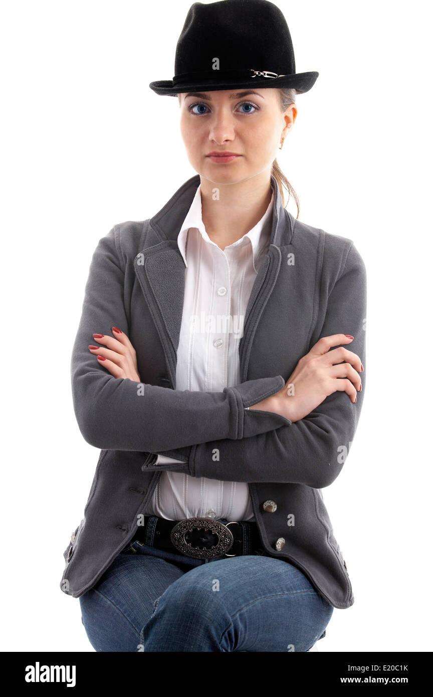 girl in black hat Stock Photo - Alamy