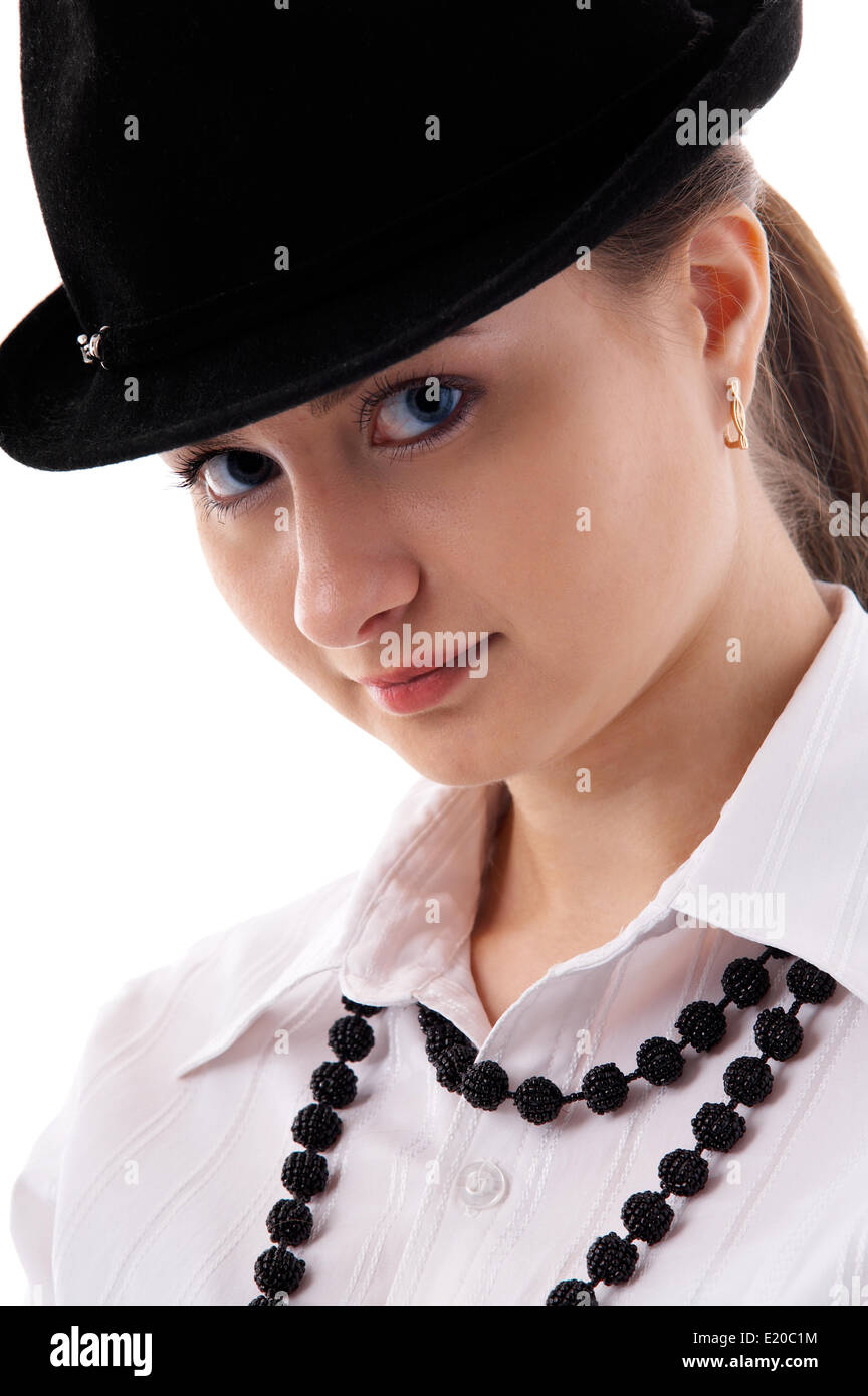 girl in black hat Stock Photo - Alamy