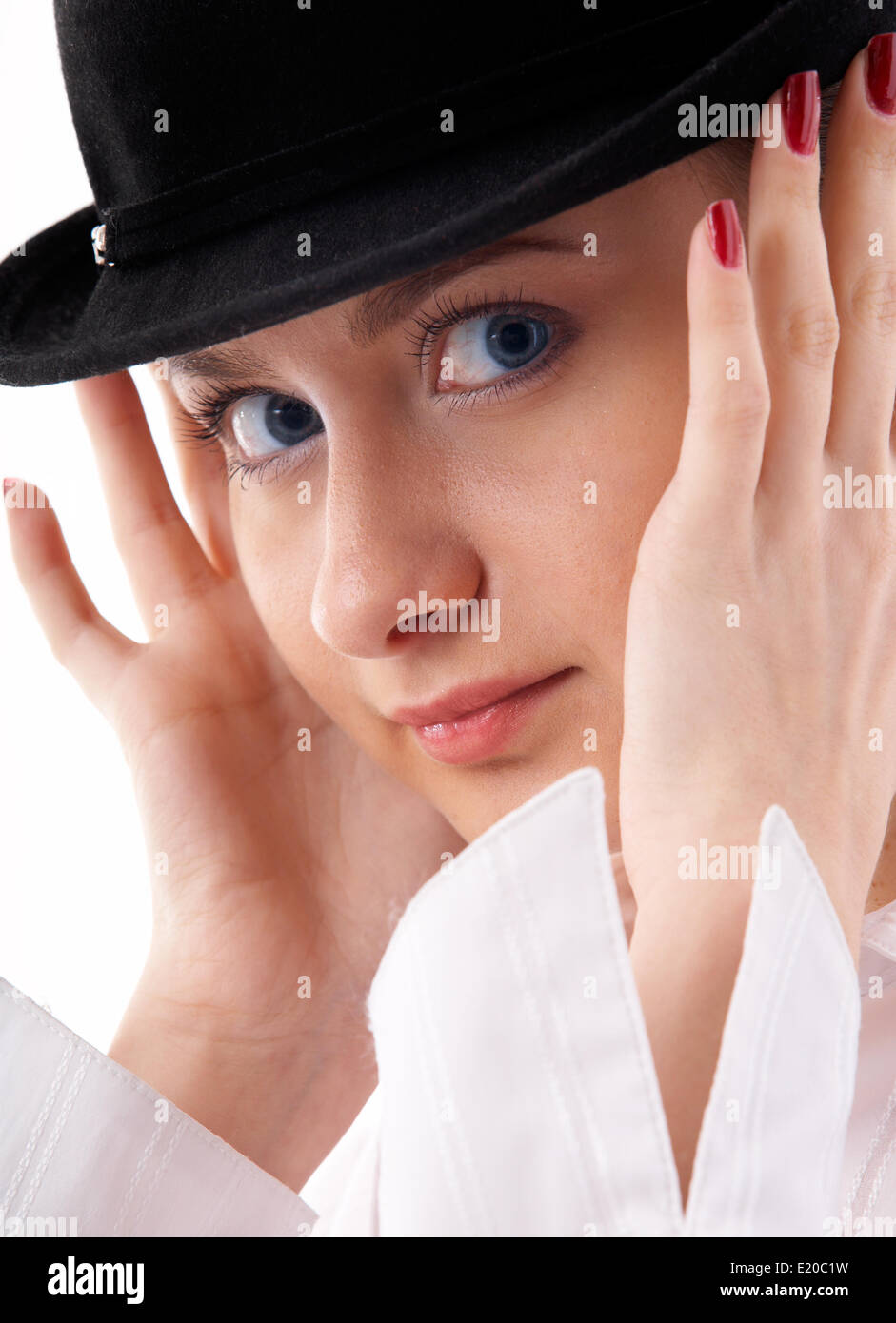 girl in black hat Stock Photo - Alamy