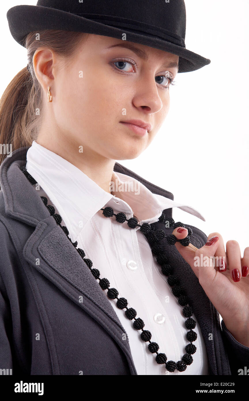 girl in black hat Stock Photo - Alamy