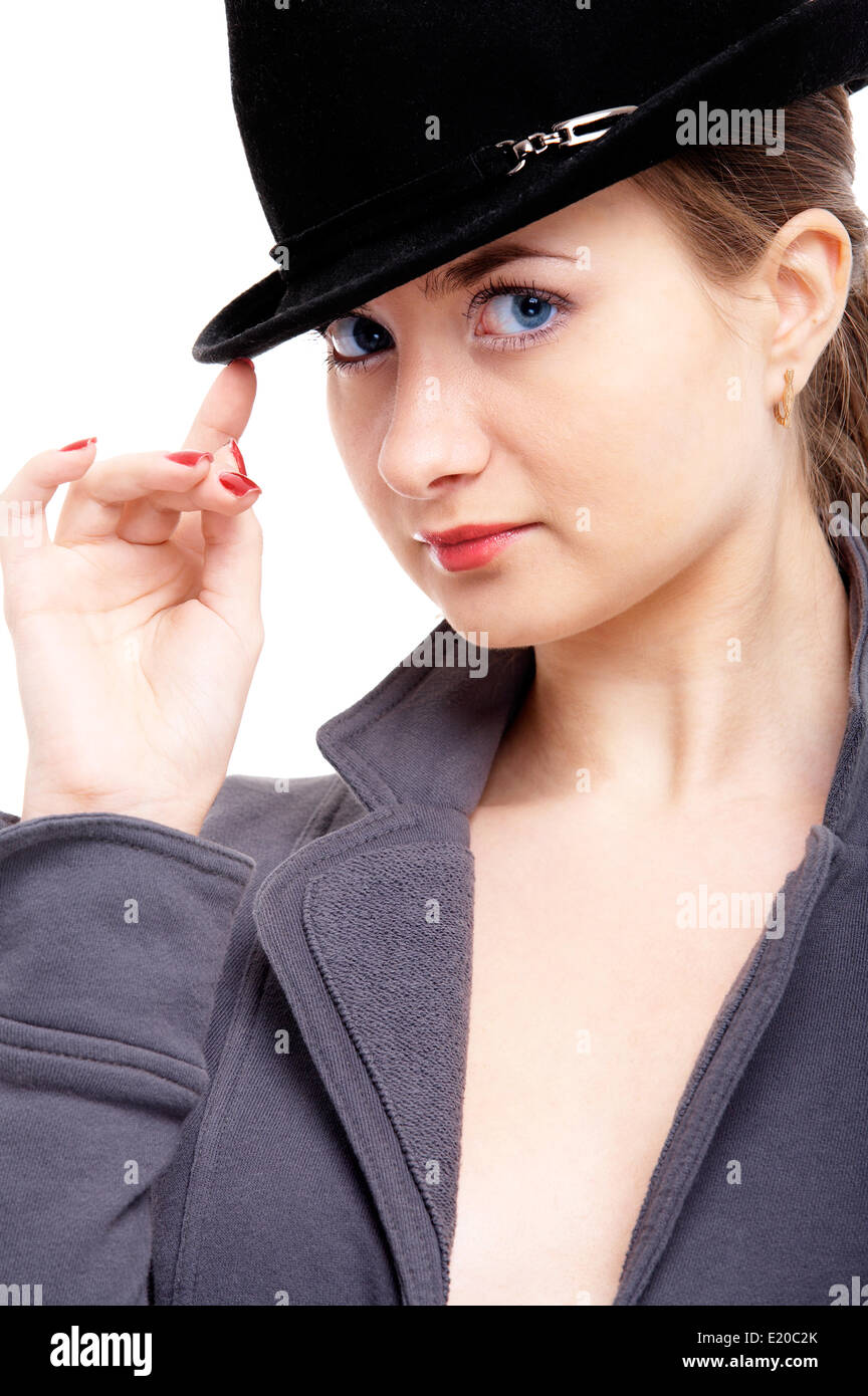 girl in black hat Stock Photo - Alamy