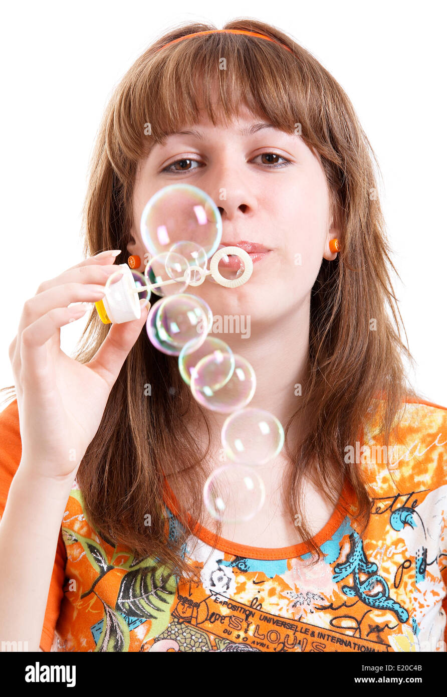 Girl with bubbles Stock Photo Alamy