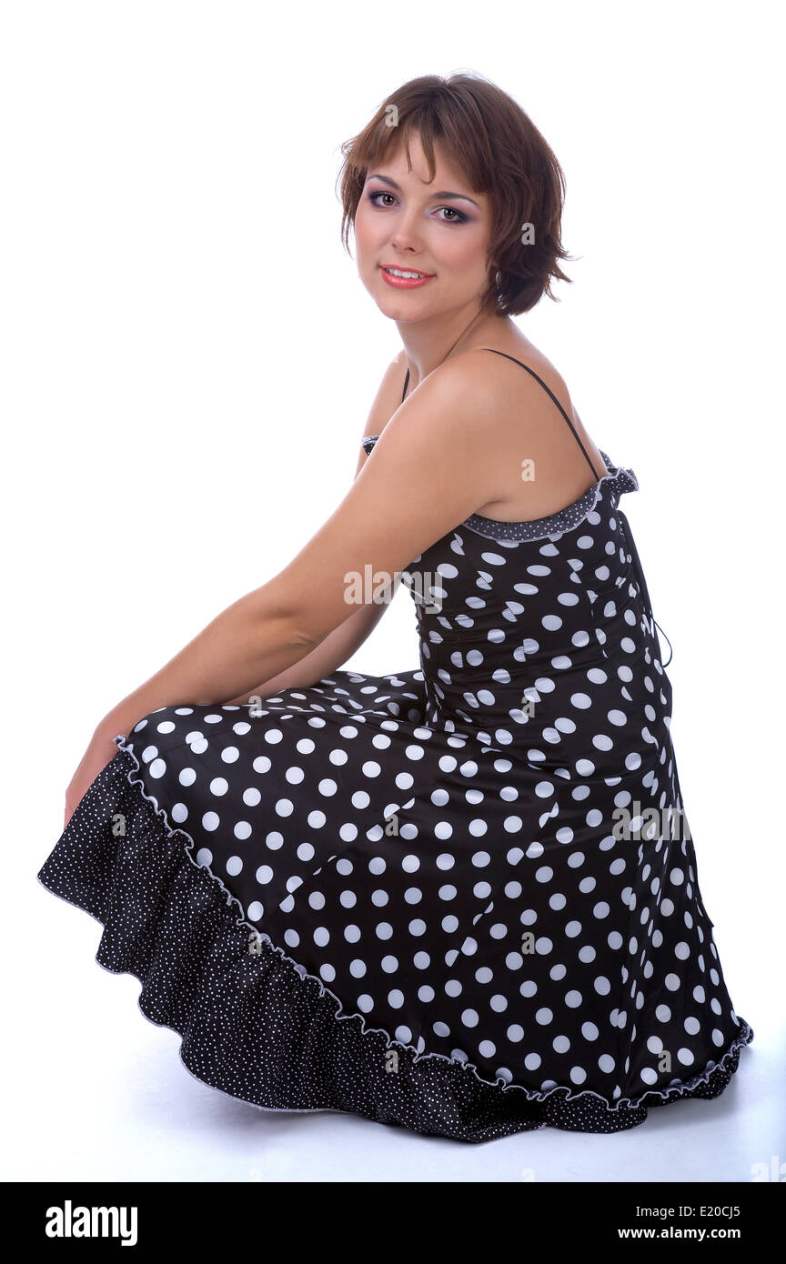 model in polka-dot dress Stock Photo