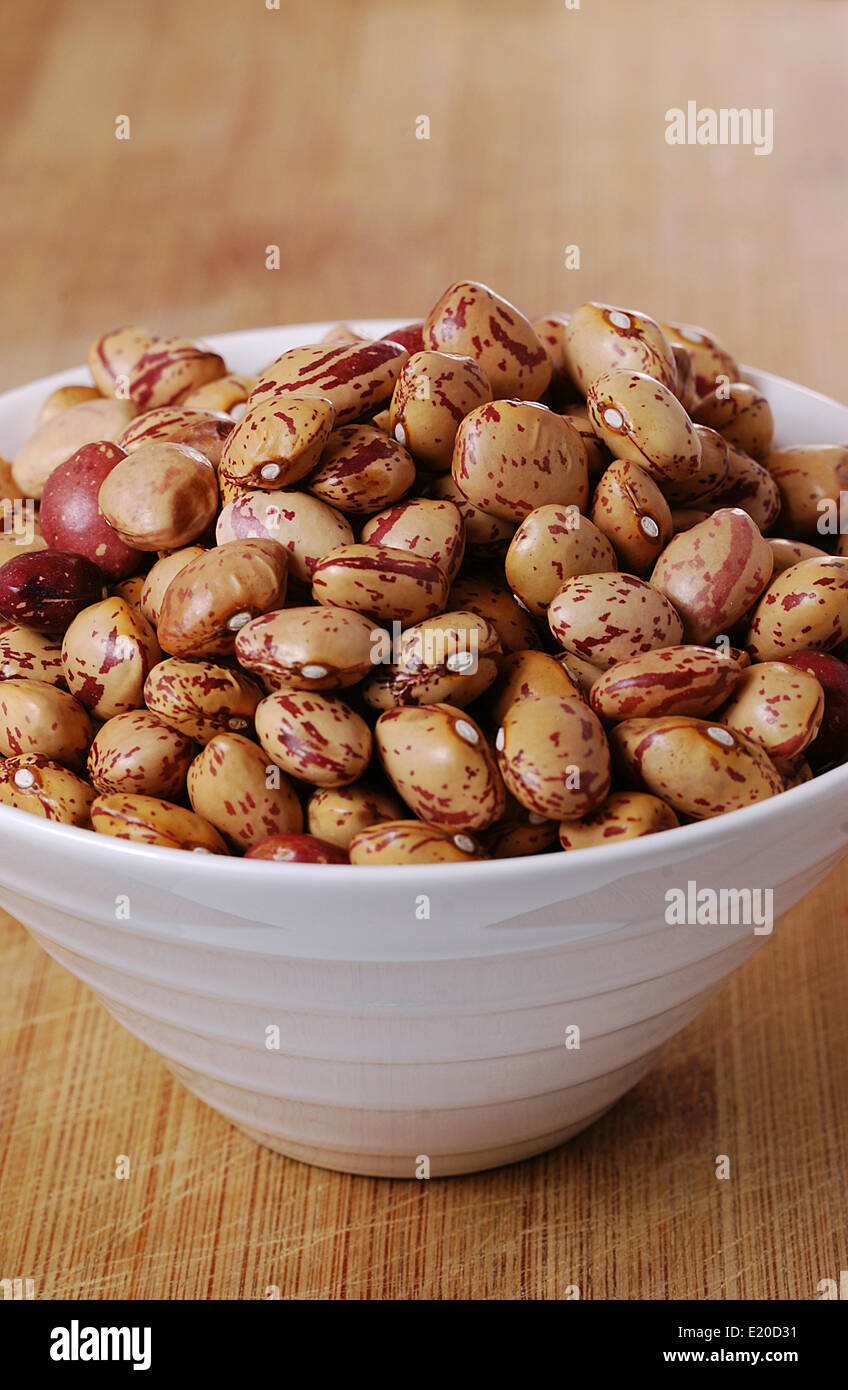 Dried Borlotti Beans Stock Photo