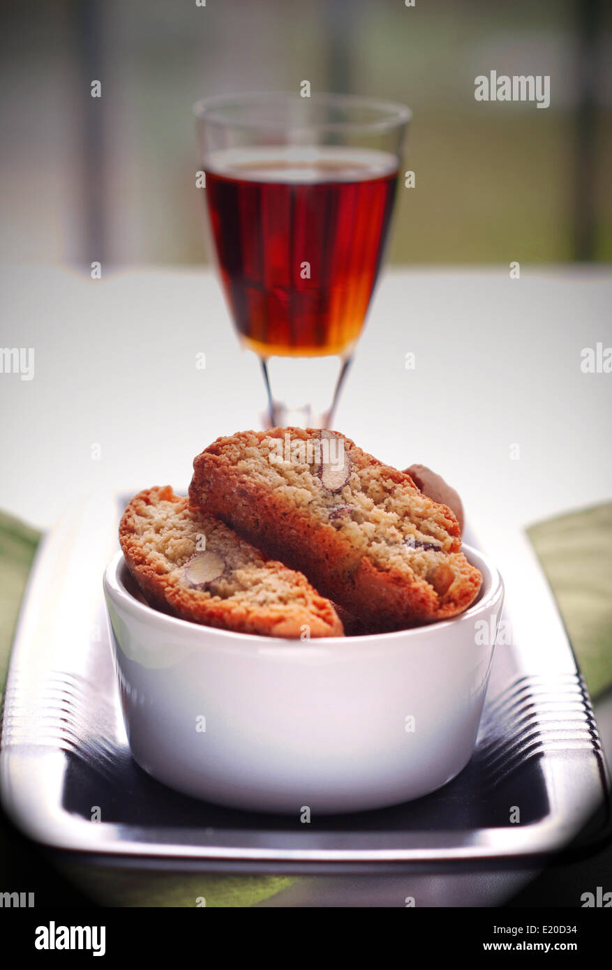 Cantucci and vino santo Stock Photo