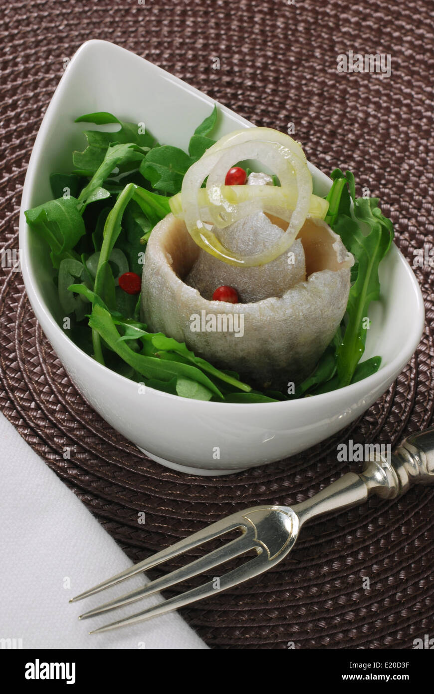 Pickled herring Salad Stock Photo