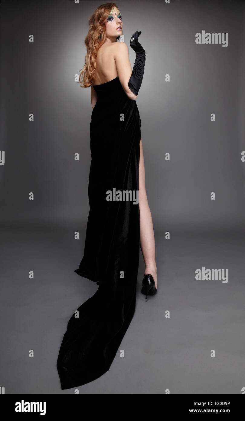 girl in black dress Stock Photo