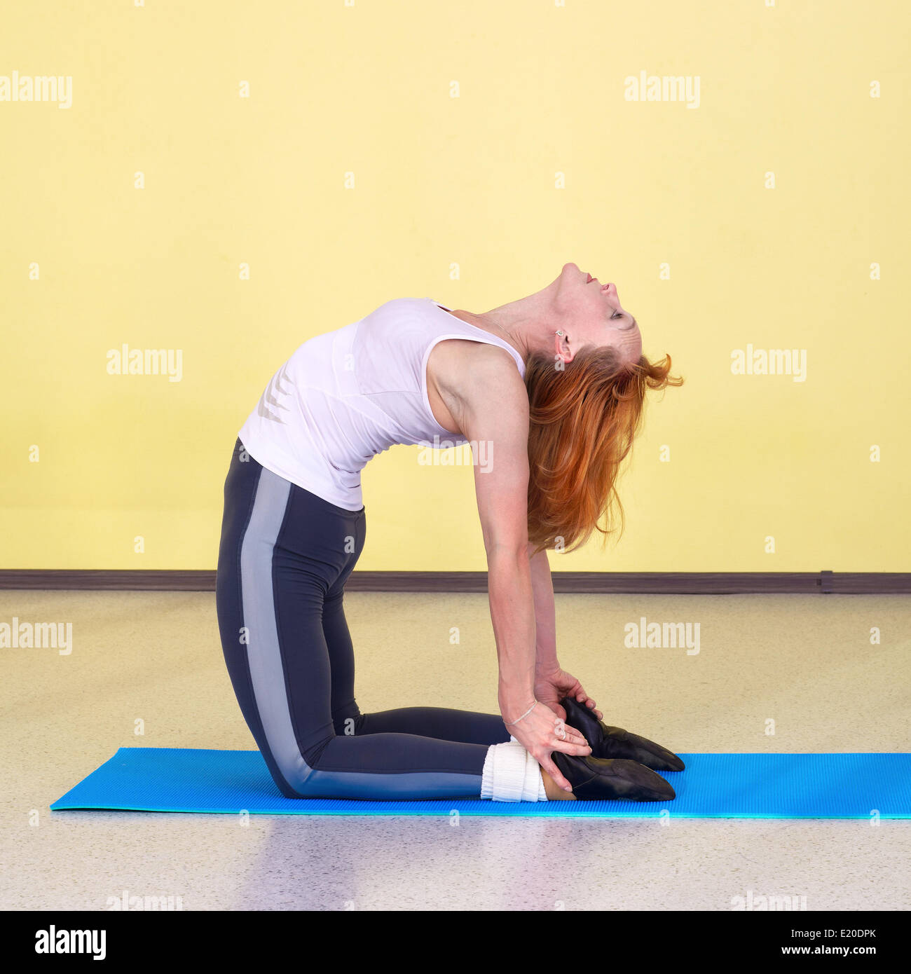 woman on fitness carpet Stock Photo Alamy