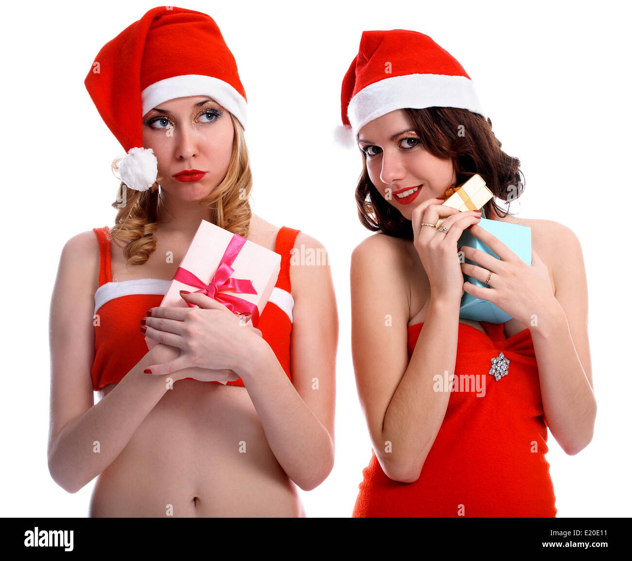 Girls with presents Stock Photo