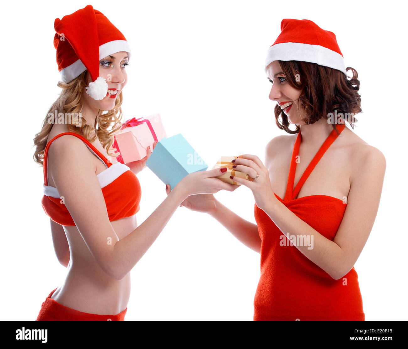 Girls with presents Stock Photo