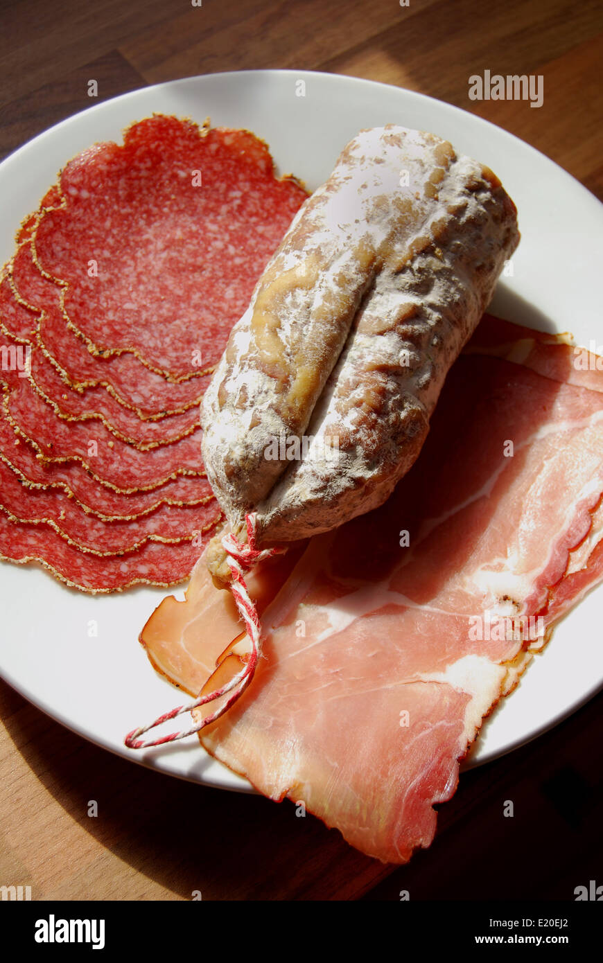 Ham and sausage plate Stock Photo Alamy