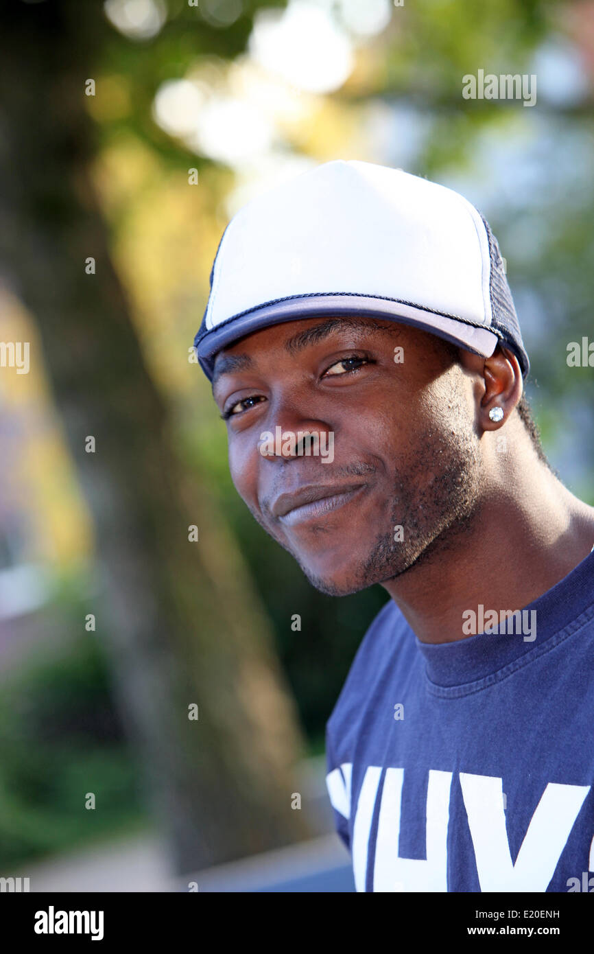 A smiling, young African Americans Stock Photo