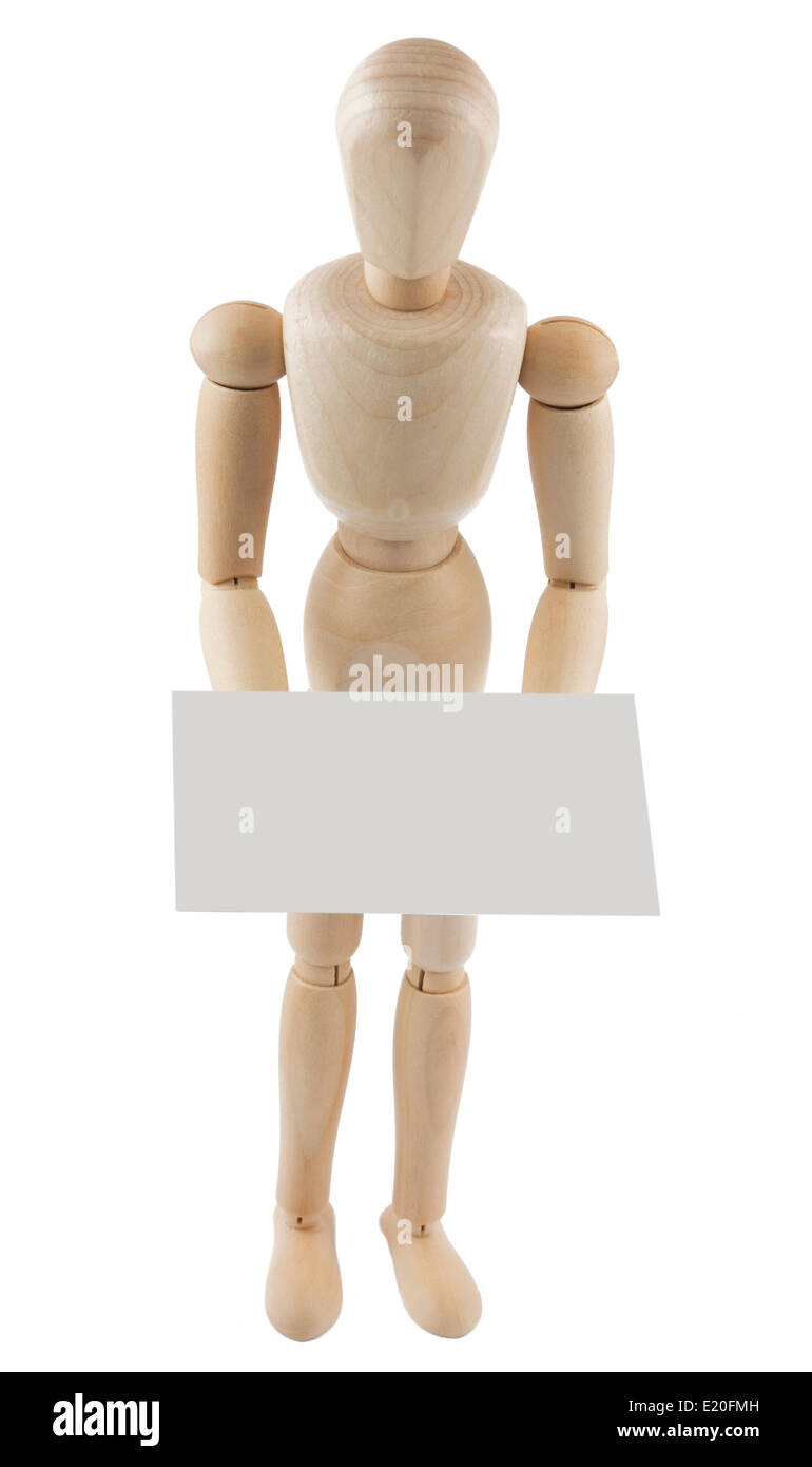 Wooden hand mannequin front side on white background Stock Photo - Alamy