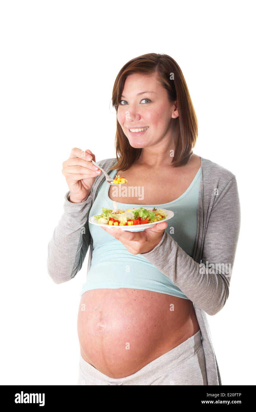 Pregnant women eat healthily Stock Photo