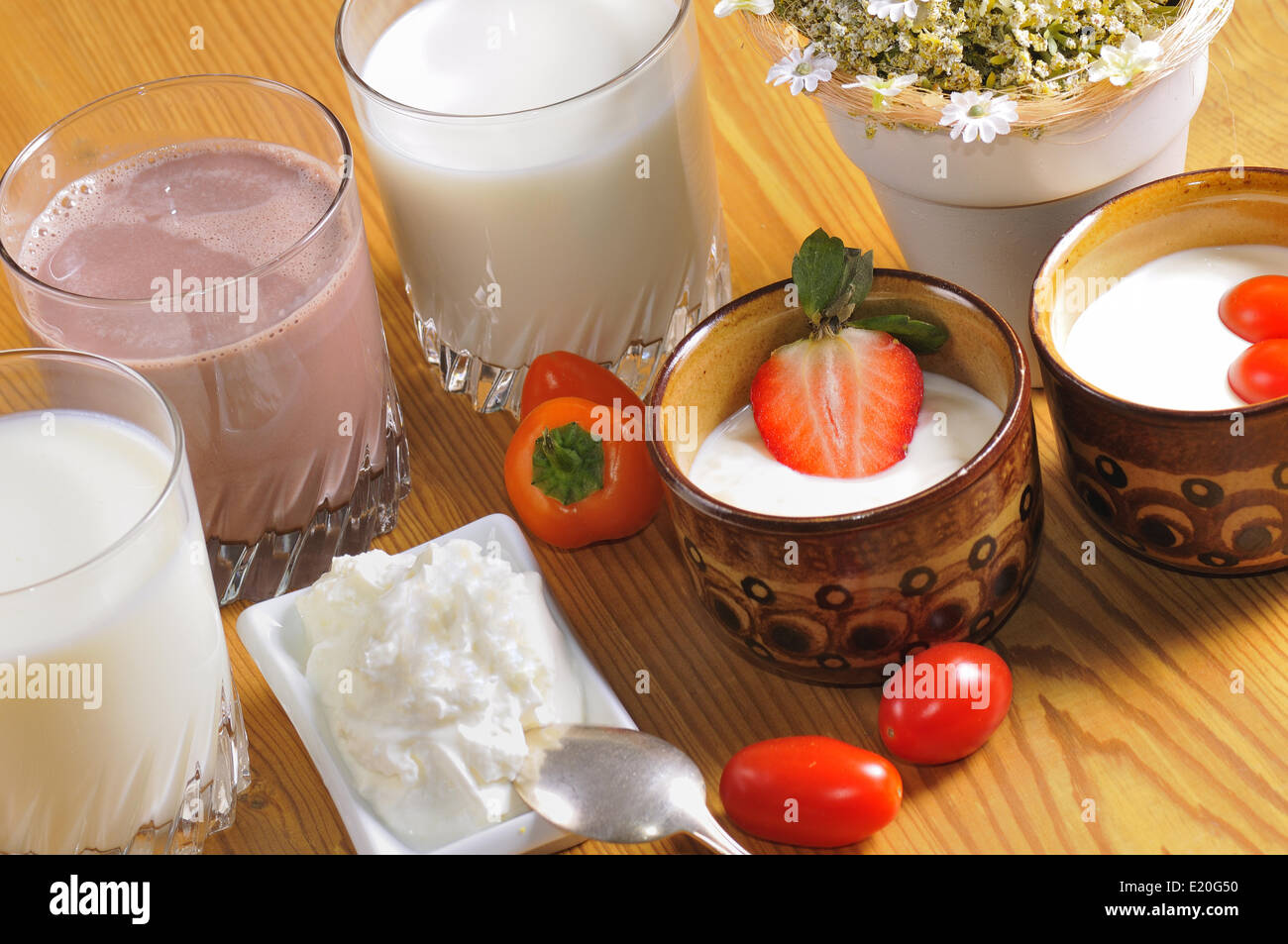 Various milk products Stock Photo - Alamy