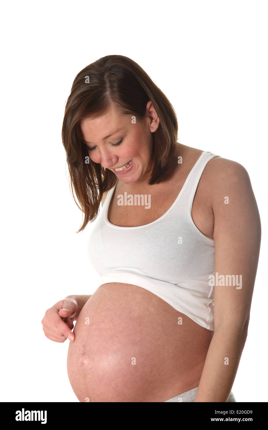 Woman with a baby belly Stock Photo