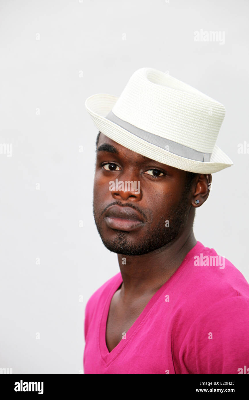 young African-Americans with hat Stock Photo