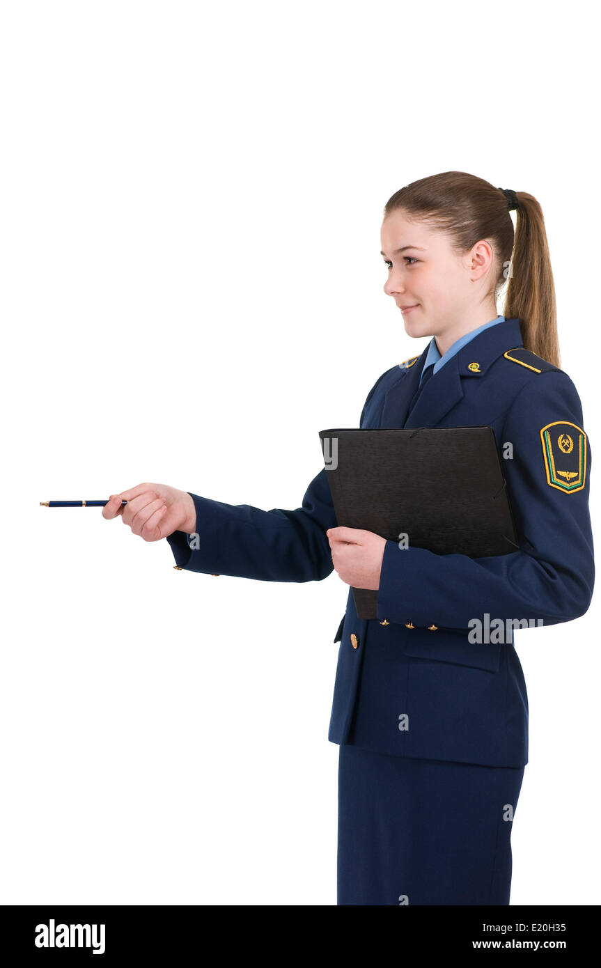 Woman shirt tie uniform hi-res stock photography and images - Alamy