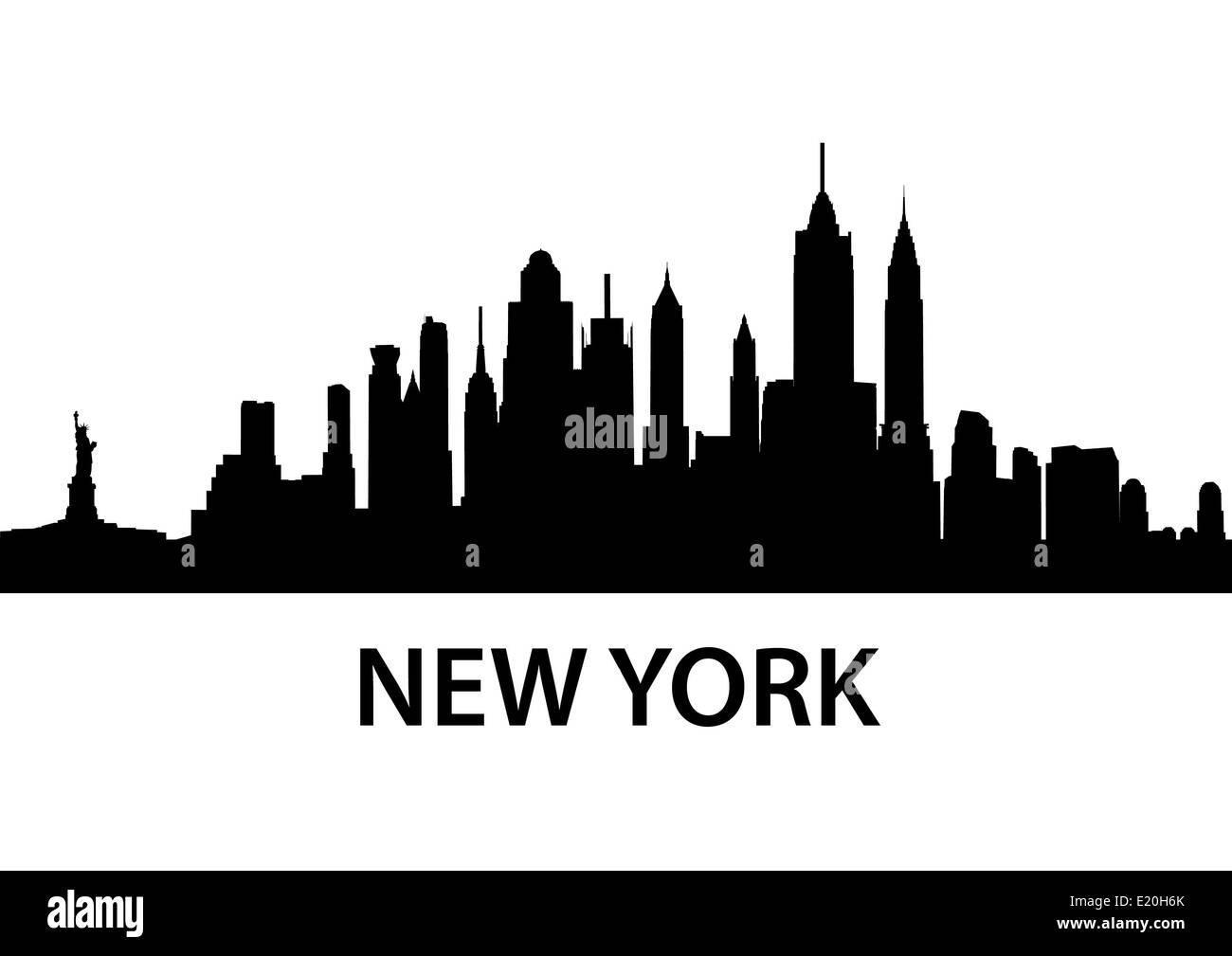 new york skyline black and white silhouette