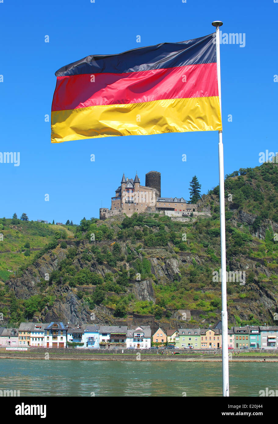 Middle Rhine Valley with Castle Katz Stock Photo