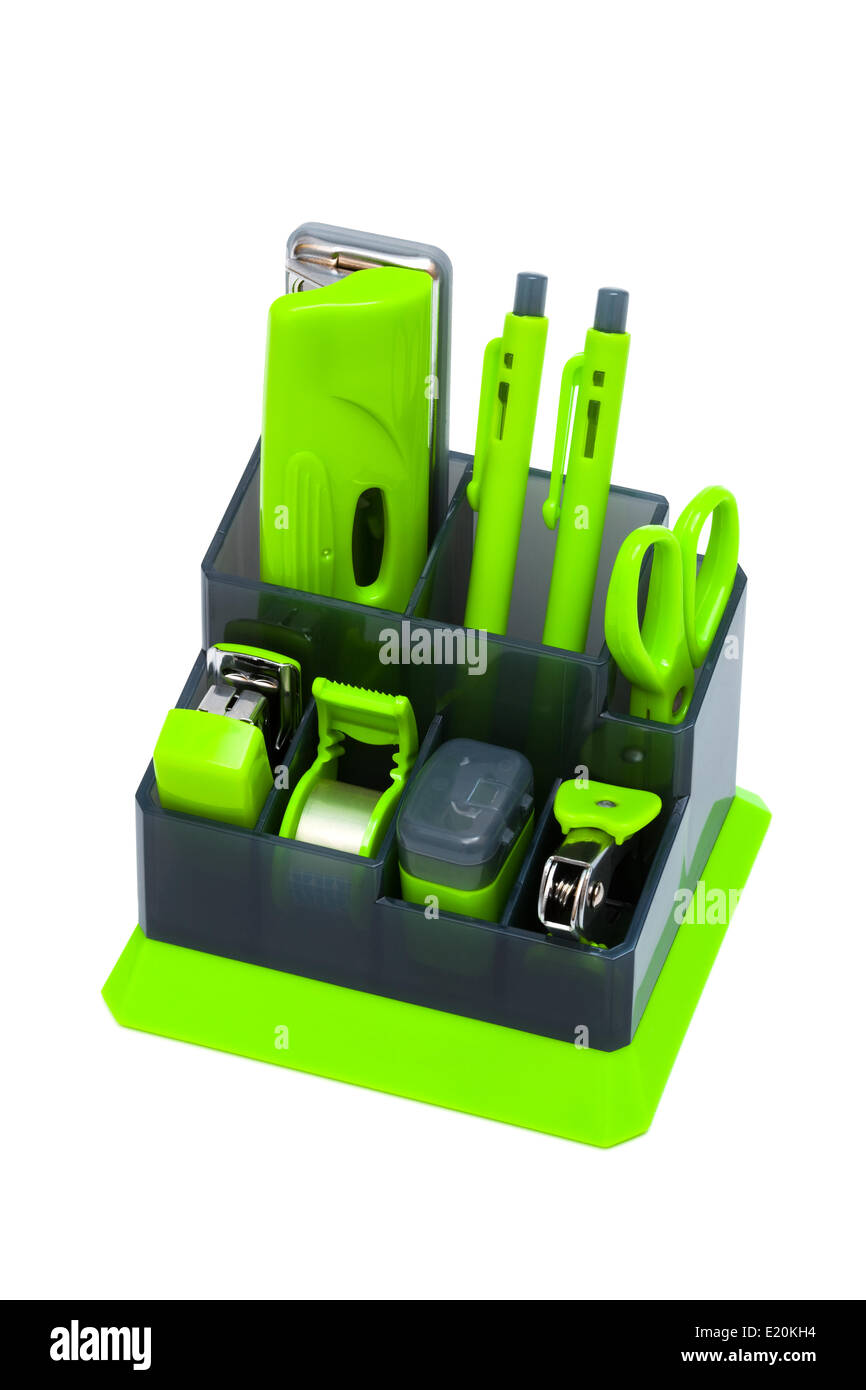 green desk organizer Stock Photo Alamy