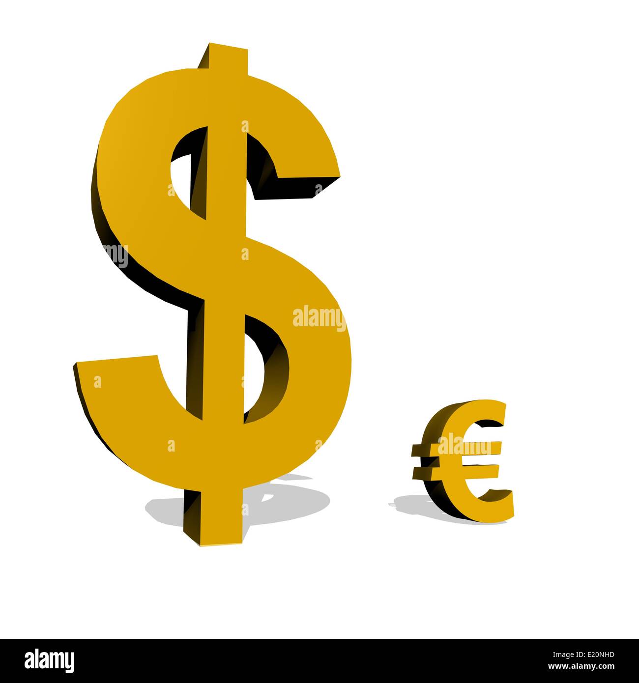 Big dollar and small euro Stock Photo