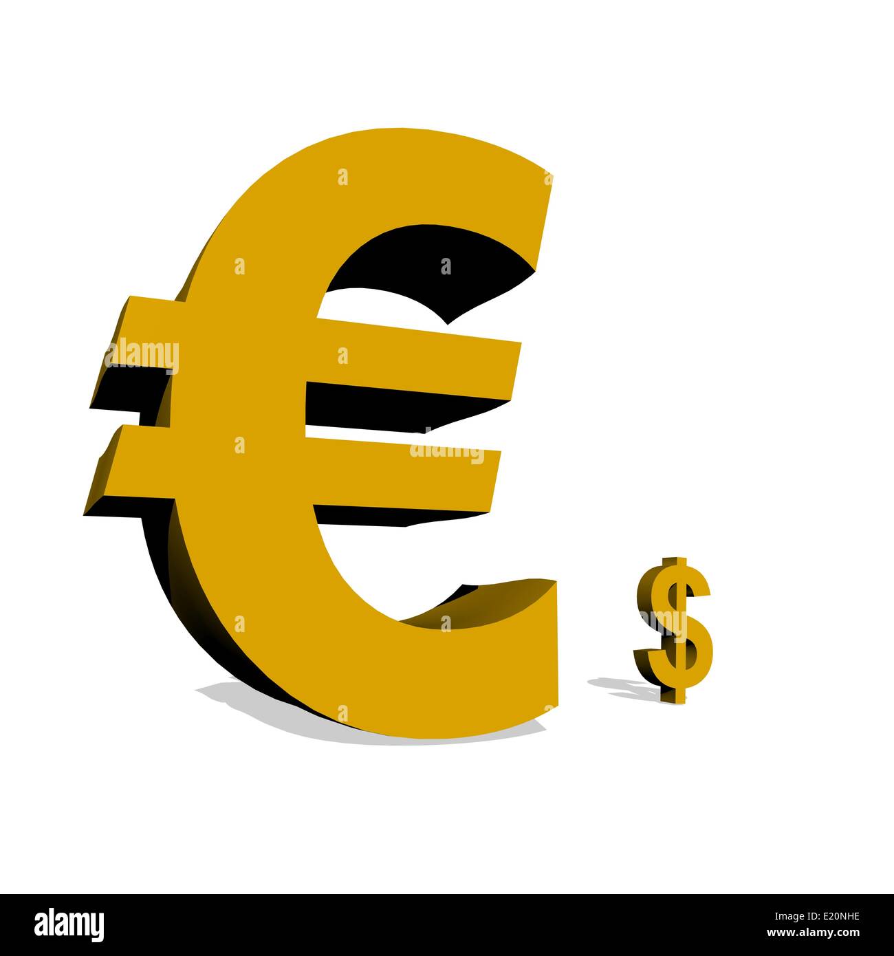 Big euro and small dollar Stock Photo