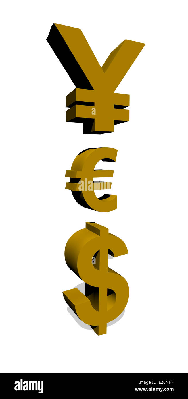 YES currencies symbols Stock Photo