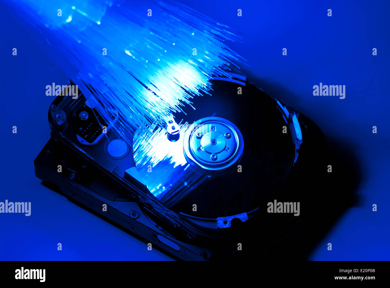 Fiber optic and hard disc Stock Photo Alamy