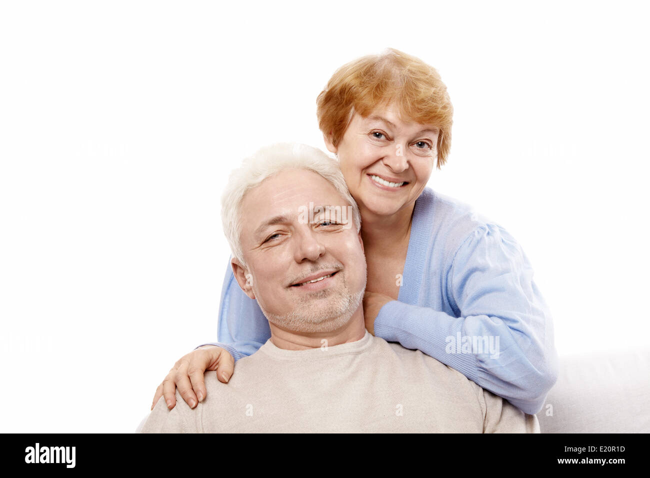 Elderly couple on a white background Stock Photo