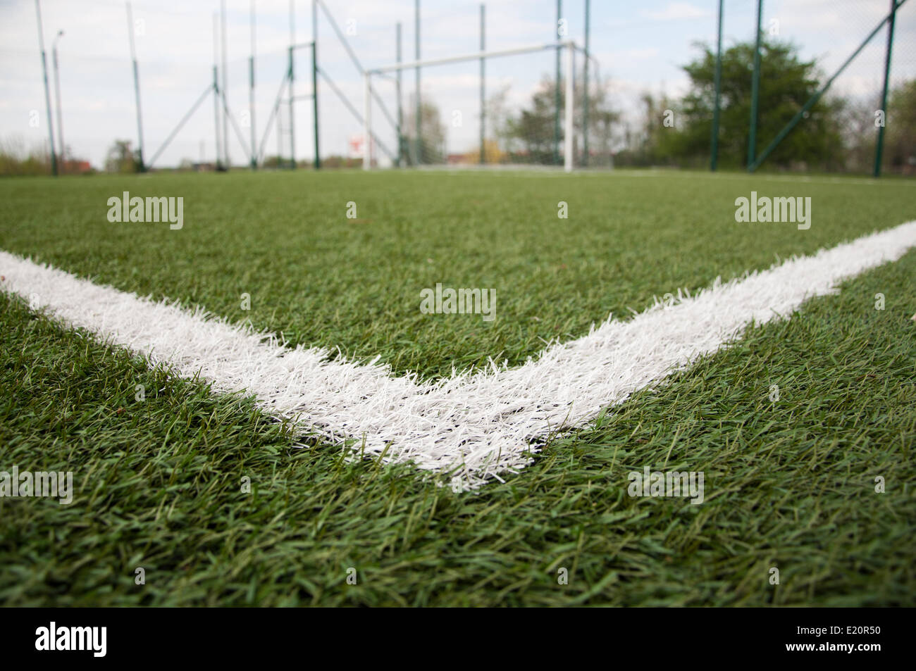 white line on football court Stock Photo Alamy