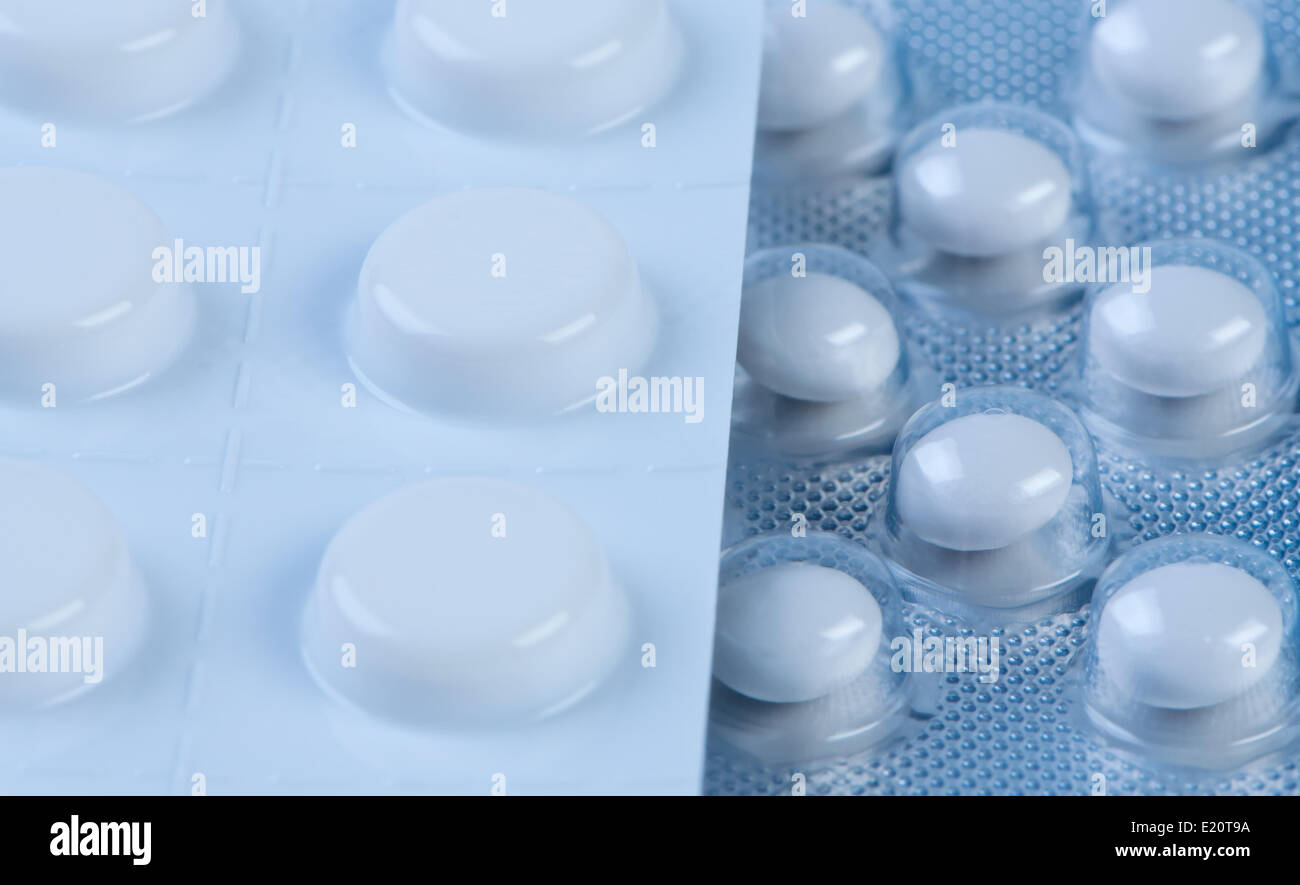 Tablets in a pack close up. Stock Photo