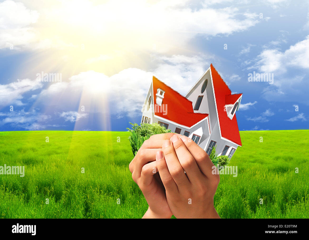 human hands holding model of a house Stock Photo - Alamy