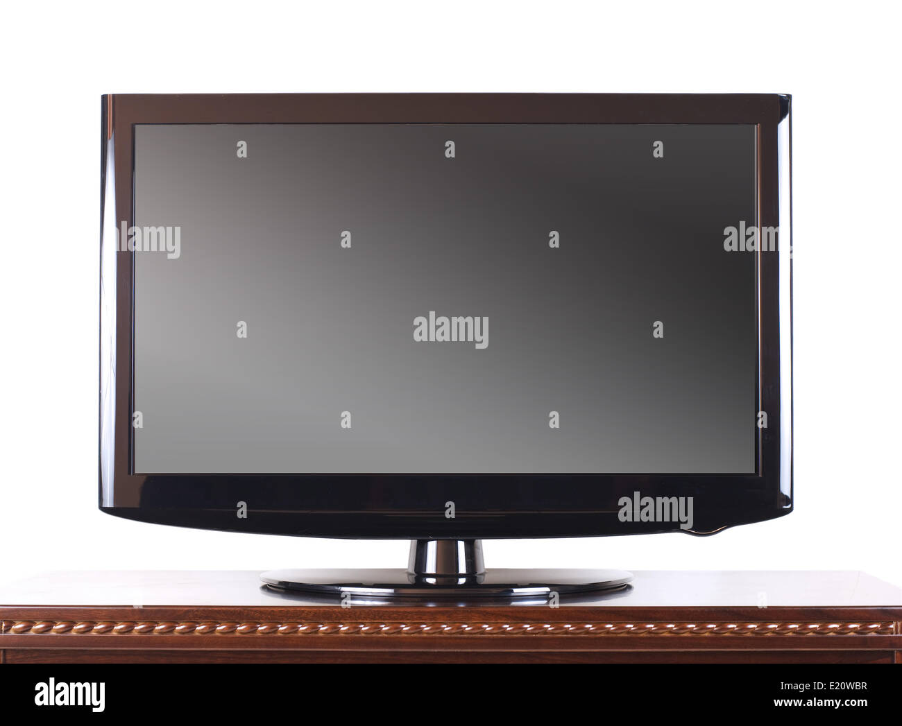 Modern television on wooden Stock Photo Alamy