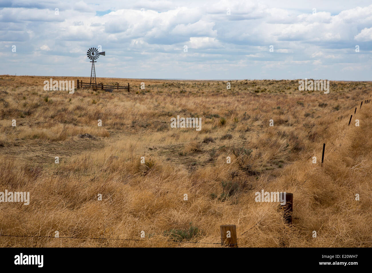 Chivington, Colorado - A windmill on the eastern Colorado plains. Stock Photo