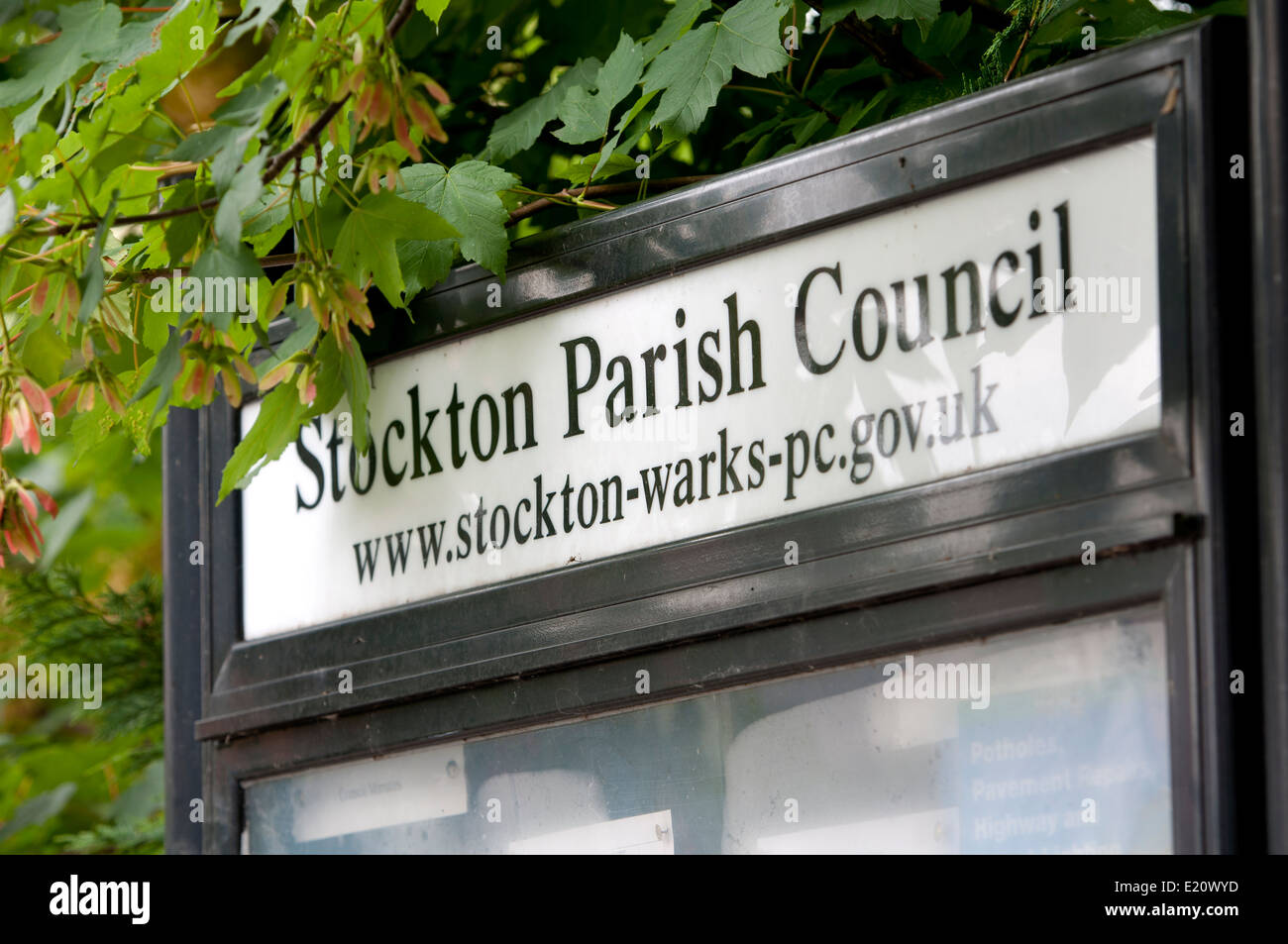 Parish Council notice board, Stockton, Warwickshire, England, UK Stock Photo