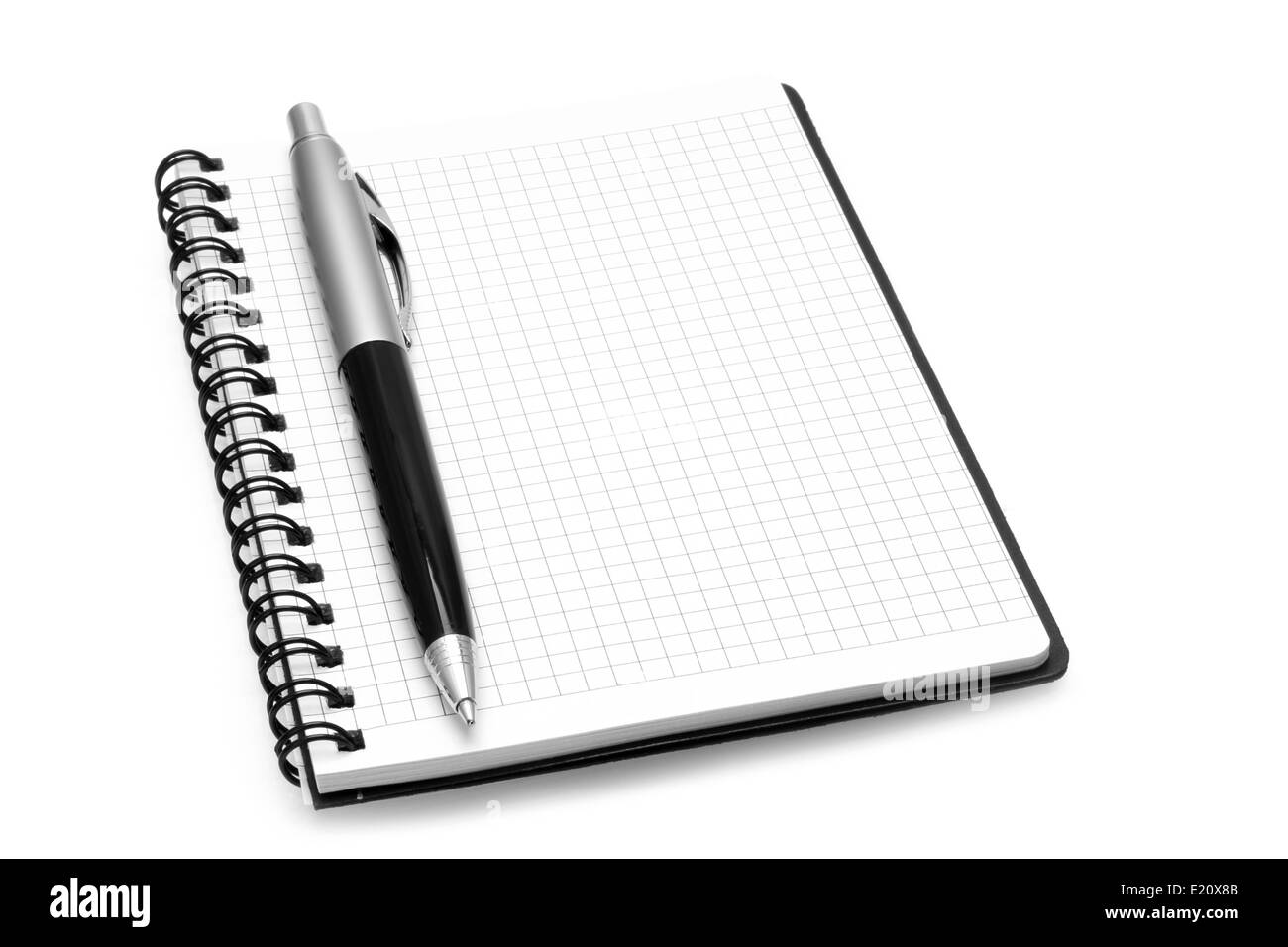 Notepad with ball pen on a white background Stock Photo - Alamy
