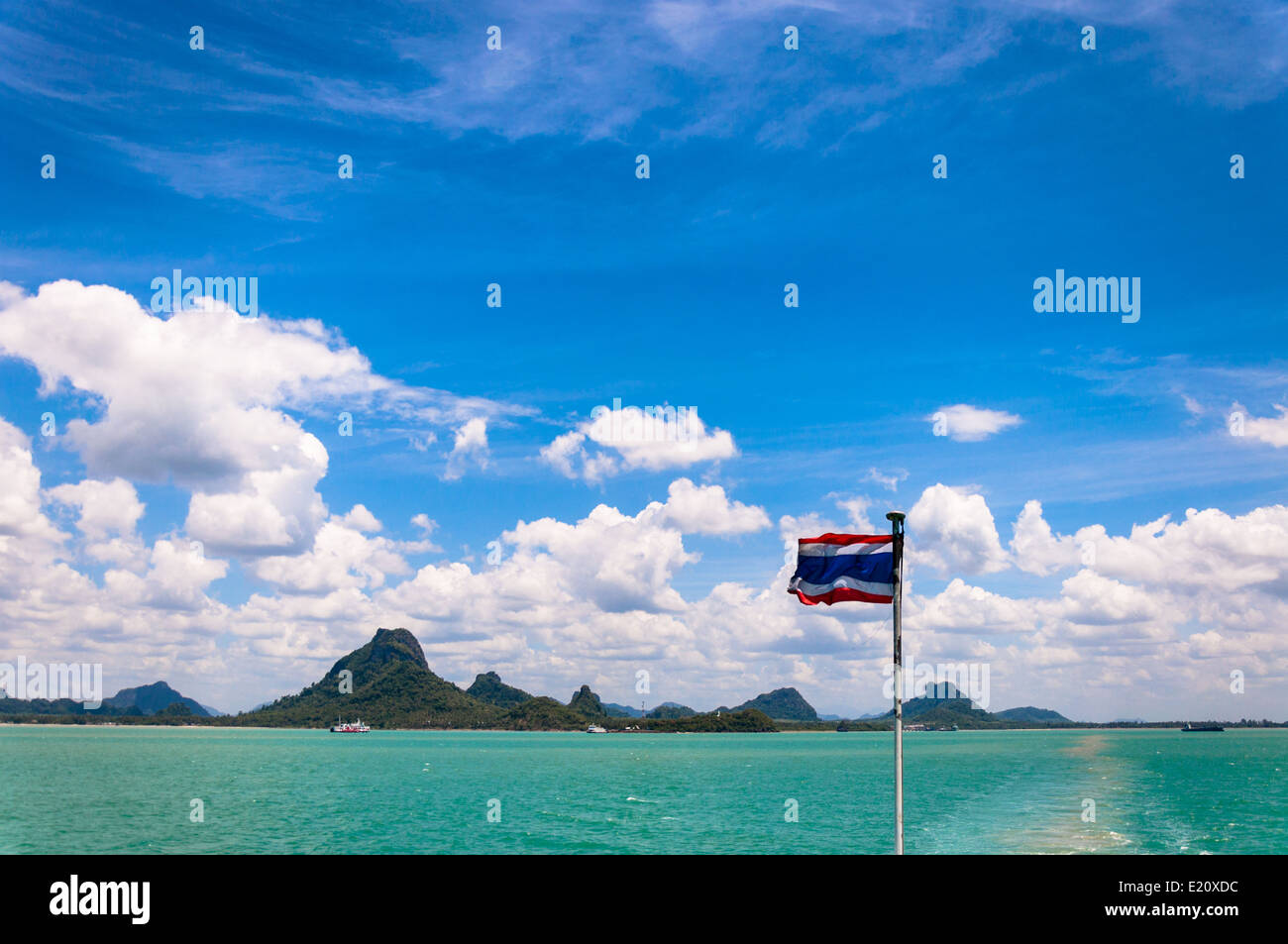 Thailand National flag with tropical sea background Stock Photo