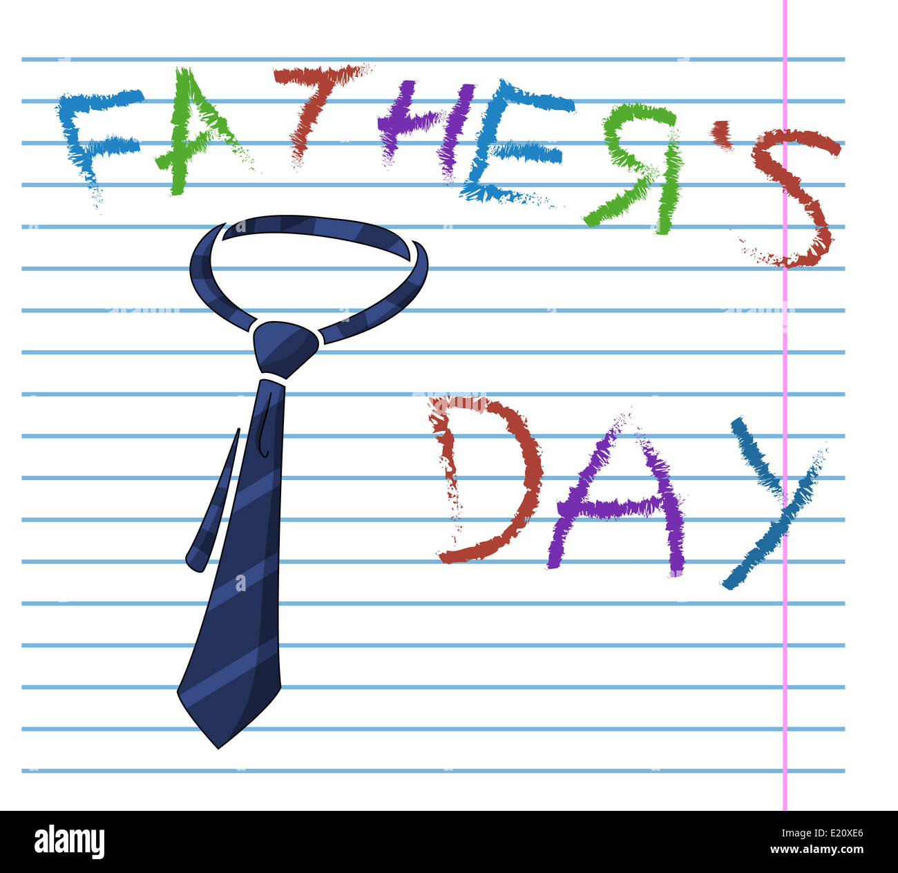 Child's drawing of neck tie Father's Day card Stock Photo