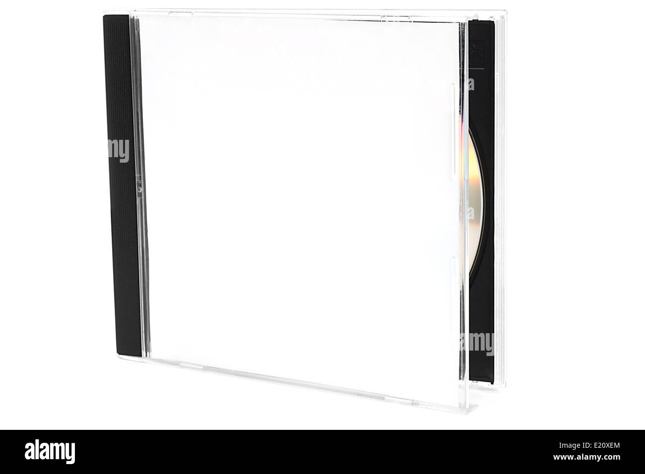 Open CD box with disc on white background Stock Photo
