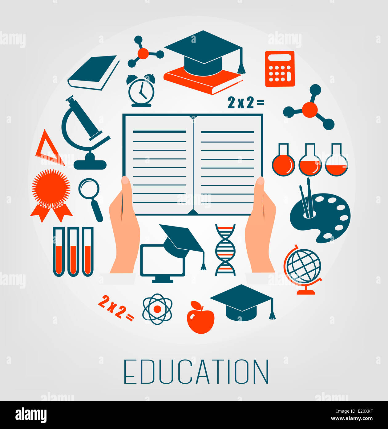Flat design concept icons for education. E-learning concept. Vector ...